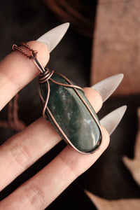 Moss Agate Copper Pendant