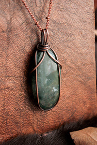 Moss Agate Copper Pendant