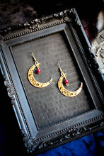 Load image into Gallery viewer, Ornalmental Moon Earrings
