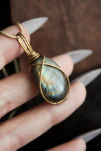 Load image into Gallery viewer, Rainbow Labradorite Brass Pendant
