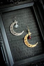 Load image into Gallery viewer, Ornalmental Moon Earrings
