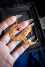 Load image into Gallery viewer, Ornalmental Moon Earrings
