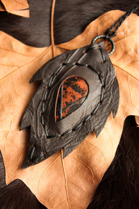 Mahogany Obsidian Leaf Pendant