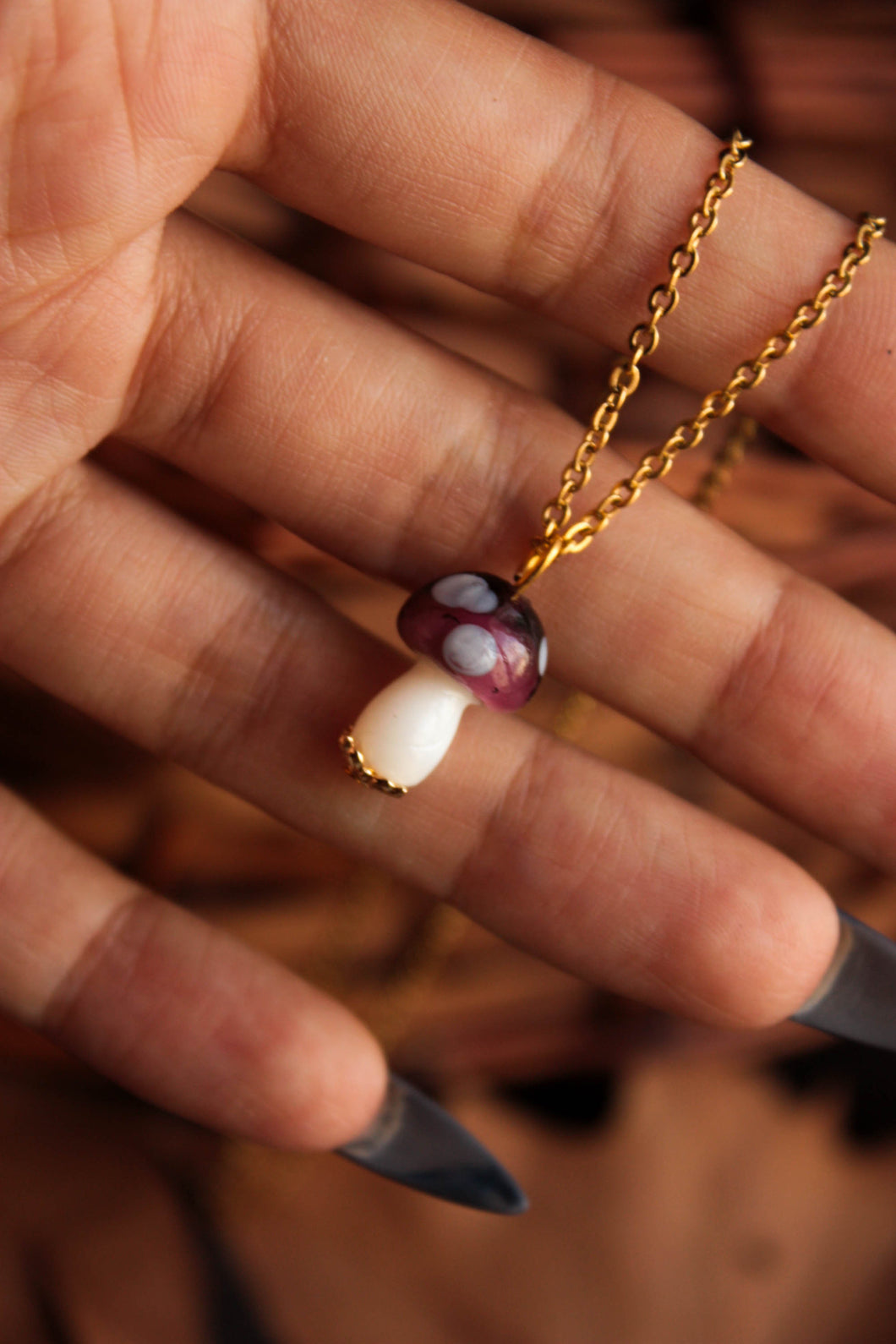 Purple Mushroom Necklace