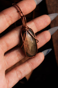 Coral Labradorite Pendant