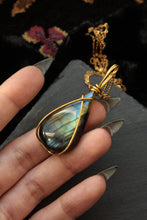 Load image into Gallery viewer, Rainbow Labradorite Brass Pendant
