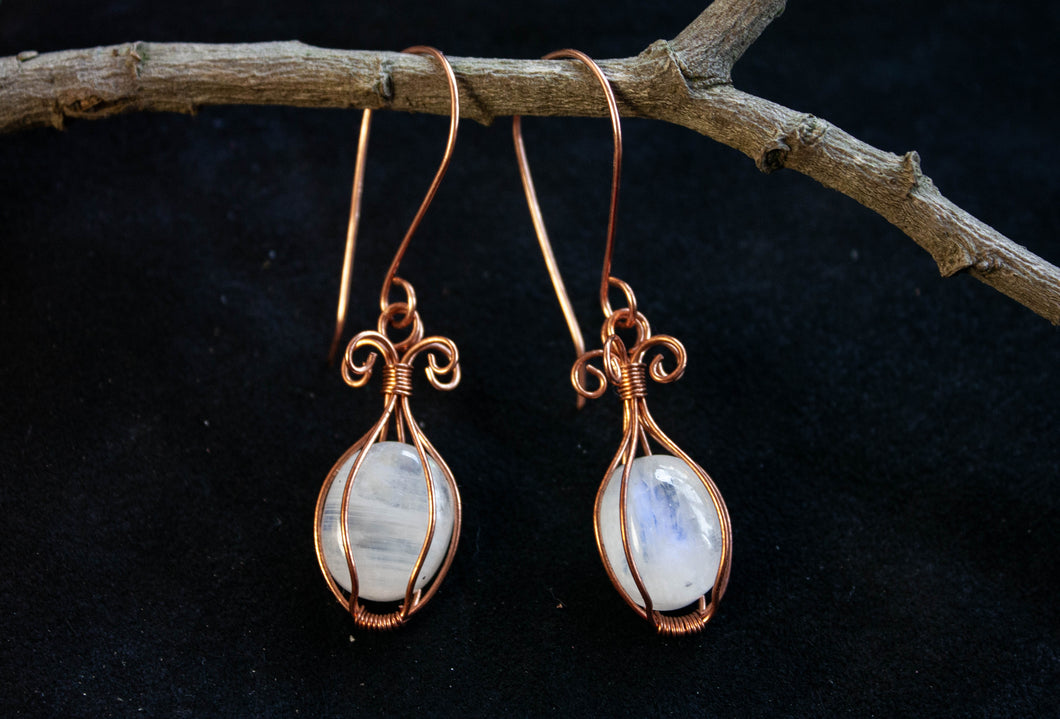 Cage Moonstone Earrings